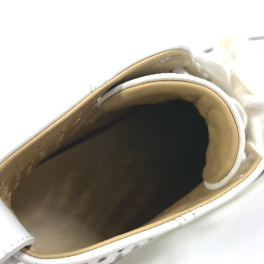 HERMES sneakers leather white punching High cut Women 37 Used Authentic