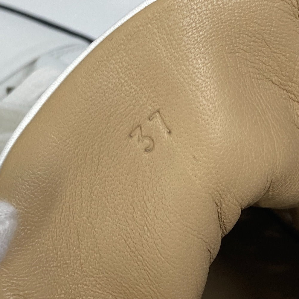 HERMES sneakers leather white punching High cut Women 37 Used Authentic