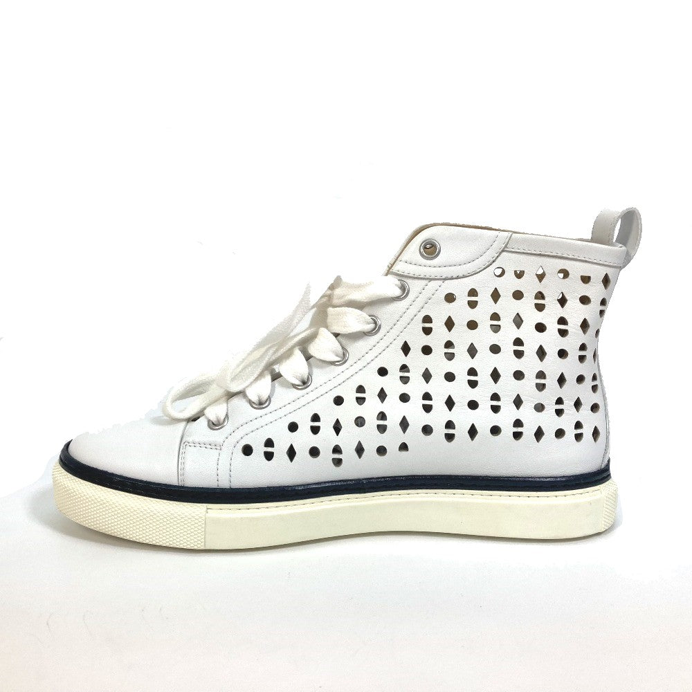 HERMES sneakers leather white punching High cut Women 37 Used Authentic