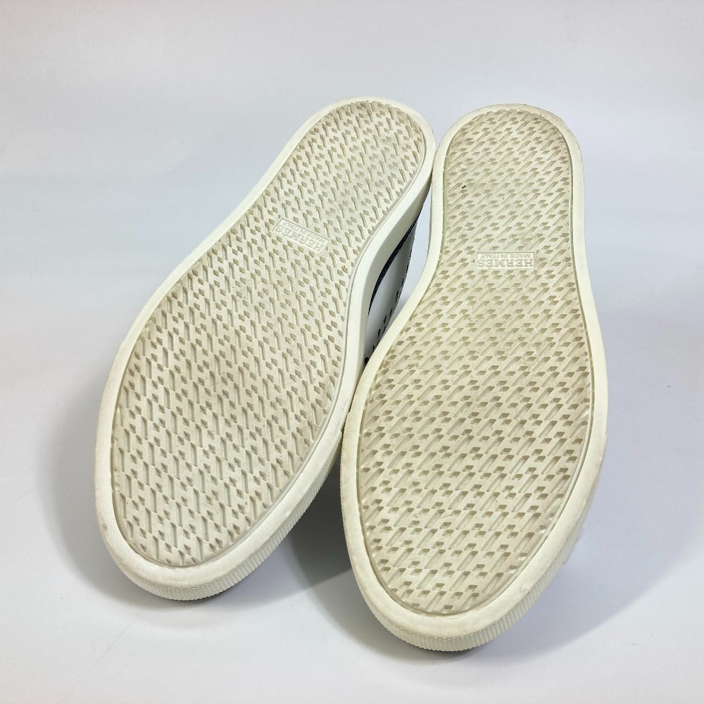 HERMES sneakers leather white punching High cut Women 37 Used Authentic