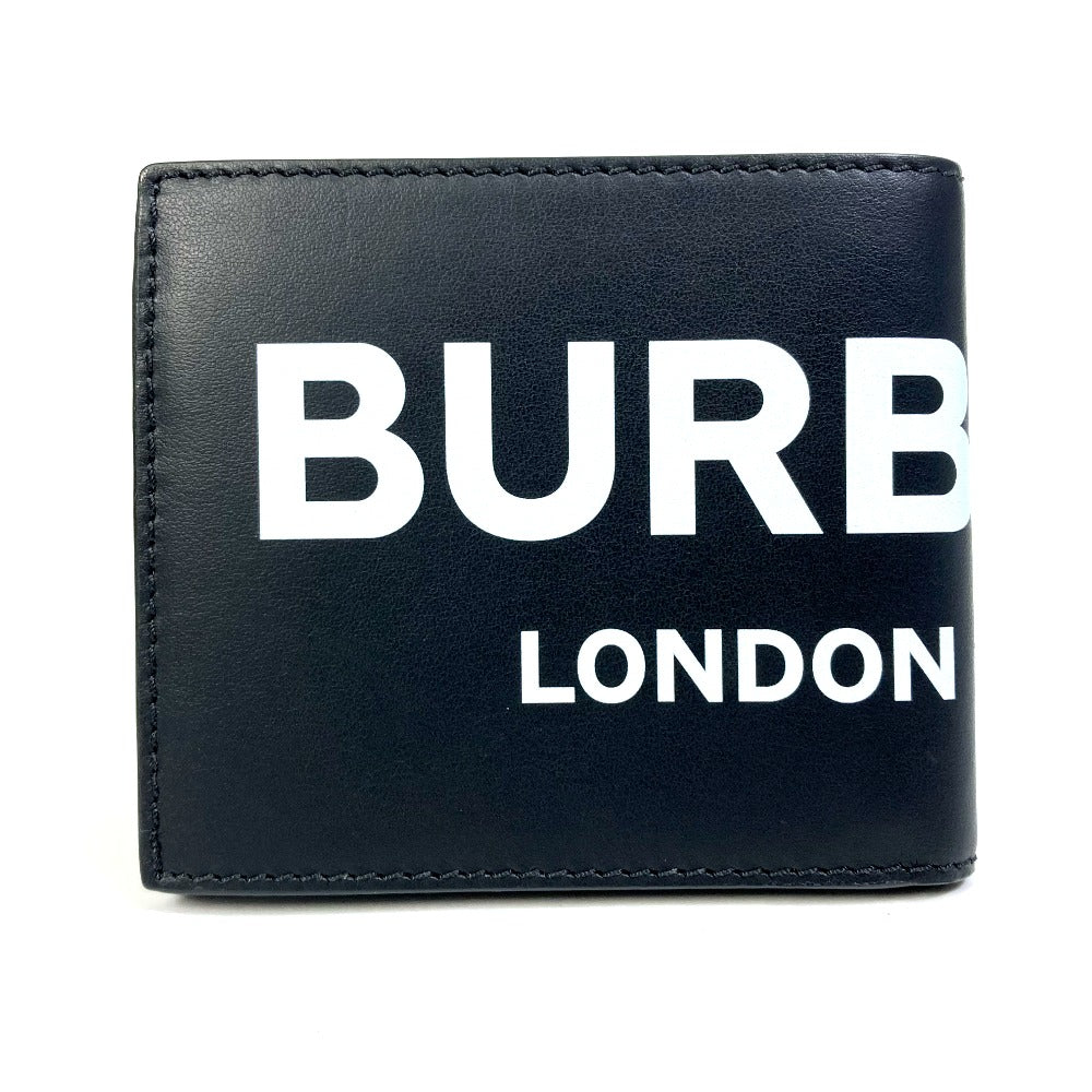 BURBERRY Folded wallet 8013919 leather black logo Wallet mens Used Authentic