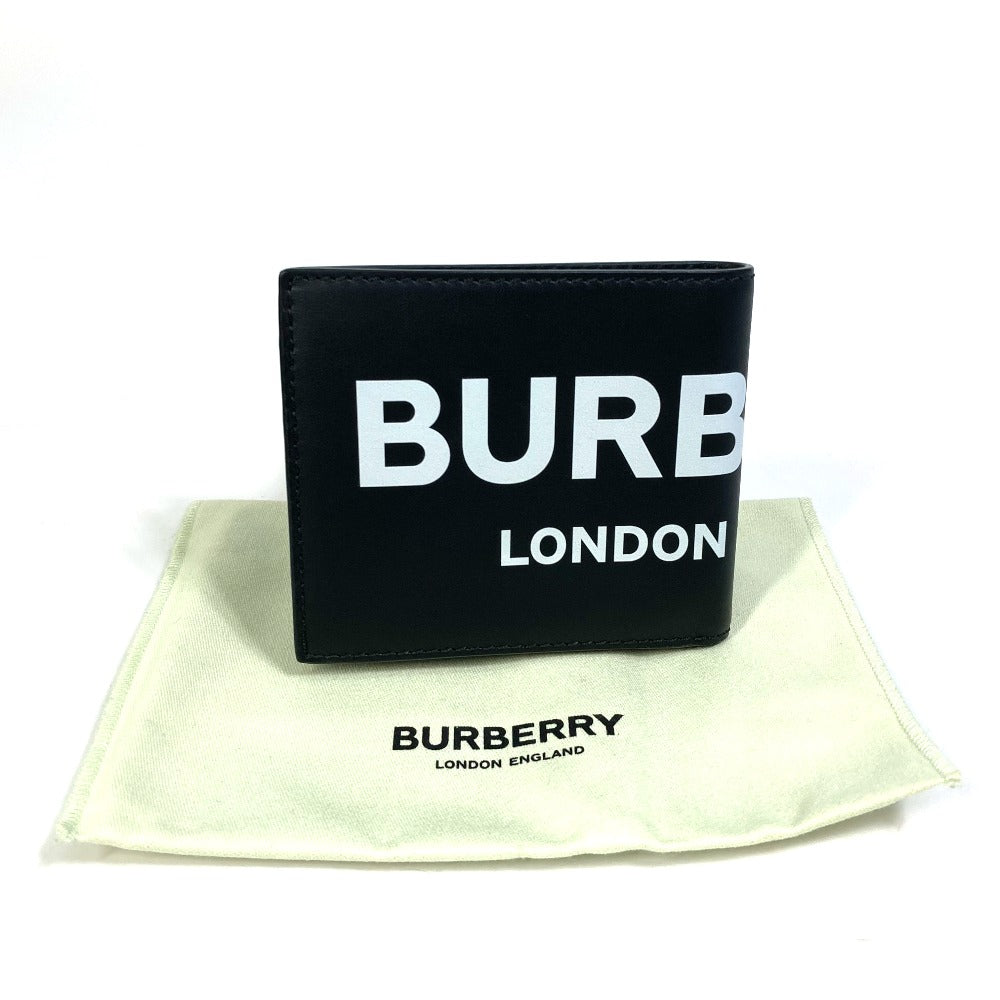 BURBERRY Folded wallet 8013919 leather black logo Wallet mens Used Authentic