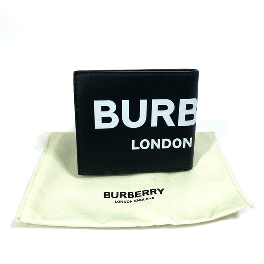 BURBERRY Folded wallet 8013919 leather black logo Wallet mens Used Authentic