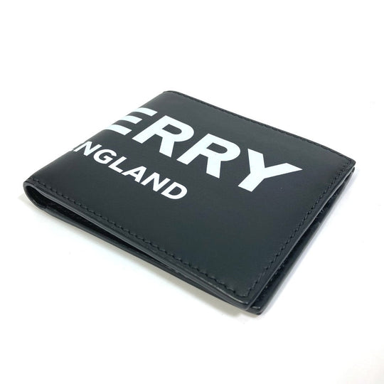 BURBERRY Folded wallet 8013919 leather black logo Wallet mens Used Authentic