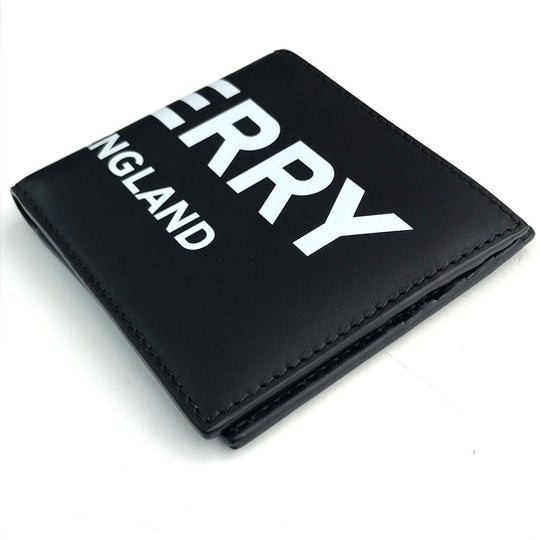 BURBERRY Folded wallet 8013919 leather black logo Wallet mens Used Authentic