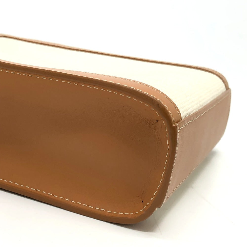 CELINE Shoulder Bag Canvas / leather beige logo Vertical hippo mini Women Used Authentic
