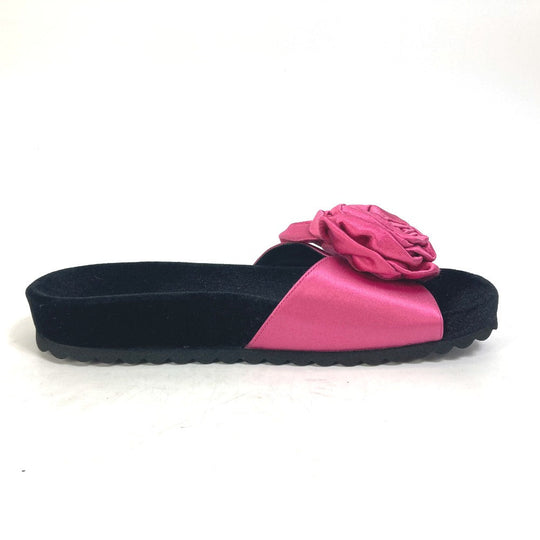 MIUMIU Sandals 5XX399 Velour, Satin black Rose Rose Rose slide sandals Women 34.5 Used Authentic