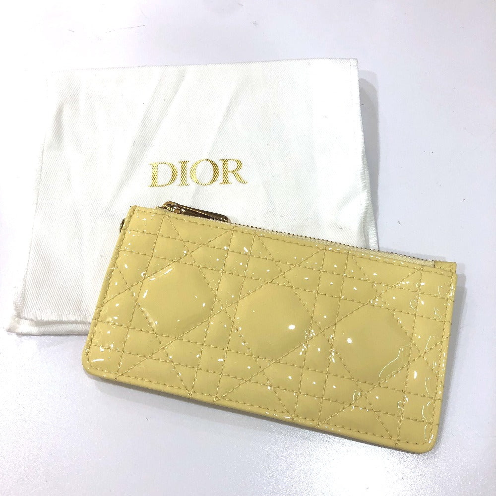 Dior Coin case enamel beige Canage Card Case Card Case Women Used Authentic