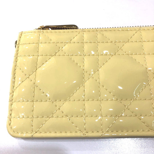 Dior Coin case enamel beige Canage Card Case Card Case Women Used Authentic