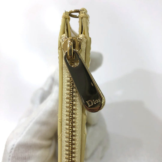 Dior Coin case enamel beige Canage Card Case Card Case Women Used Authentic