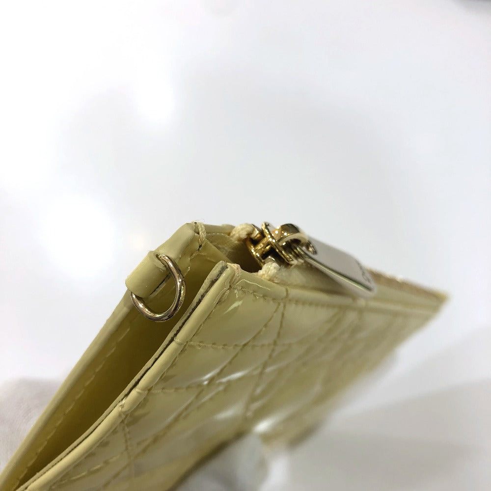 Dior Coin case enamel beige Canage Card Case Card Case Women Used Authentic