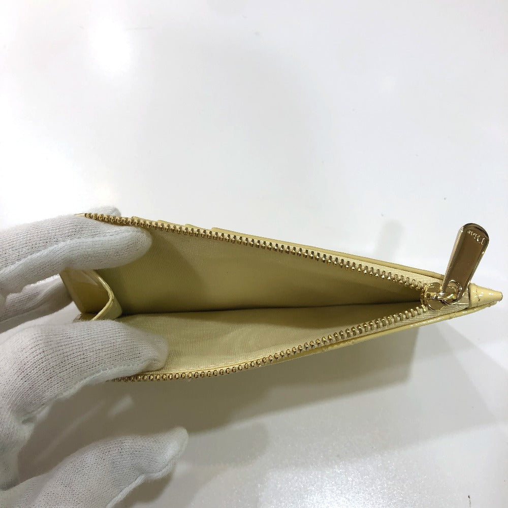 Dior Coin case enamel beige Canage Card Case Card Case Women Used Authentic