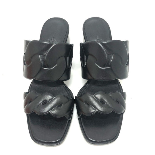HERMES Sandals leather black Chene Dunkle Gabby Women 36.5 Used Authentic
