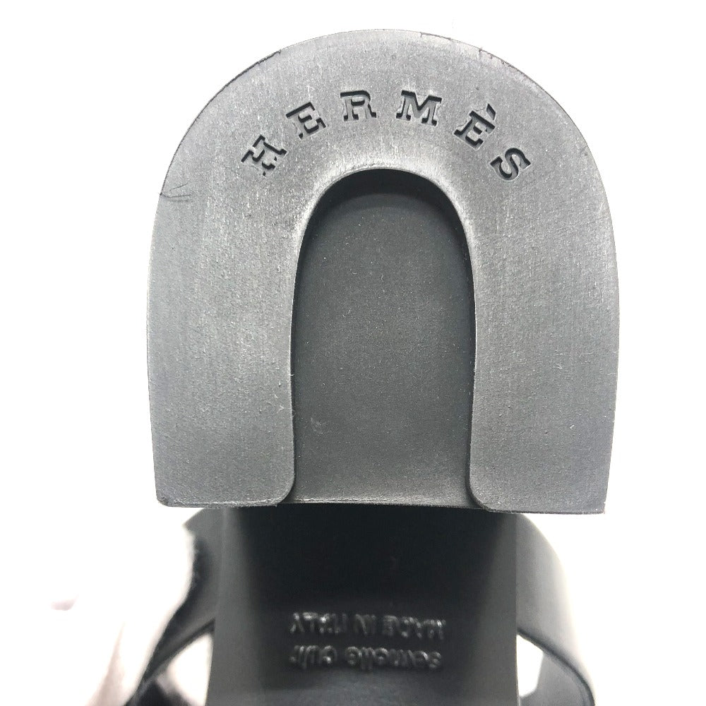 HERMES Sandals leather black Chene Dunkle Gabby Women 36.5 Used Authentic