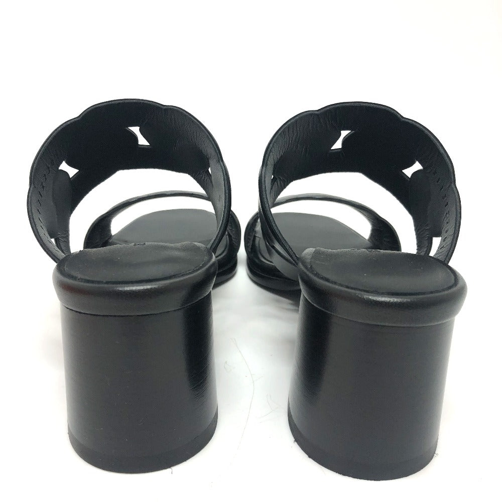 HERMES Sandals leather black Chene Dunkle Gabby Women 36.5 Used Authentic