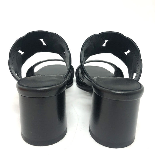 HERMES Sandals leather black Chene Dunkle Gabby Women 36.5 Used Authentic