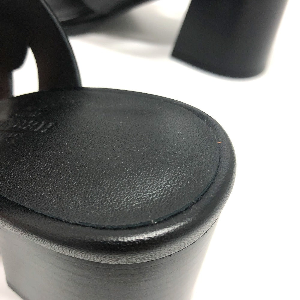 HERMES Sandals leather black Chene Dunkle Gabby Women 36.5 Used Authentic