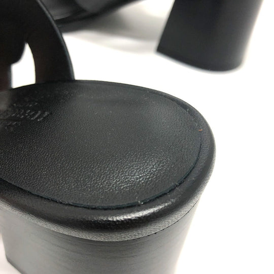 HERMES Sandals leather black Chene Dunkle Gabby Women 36.5 Used Authentic