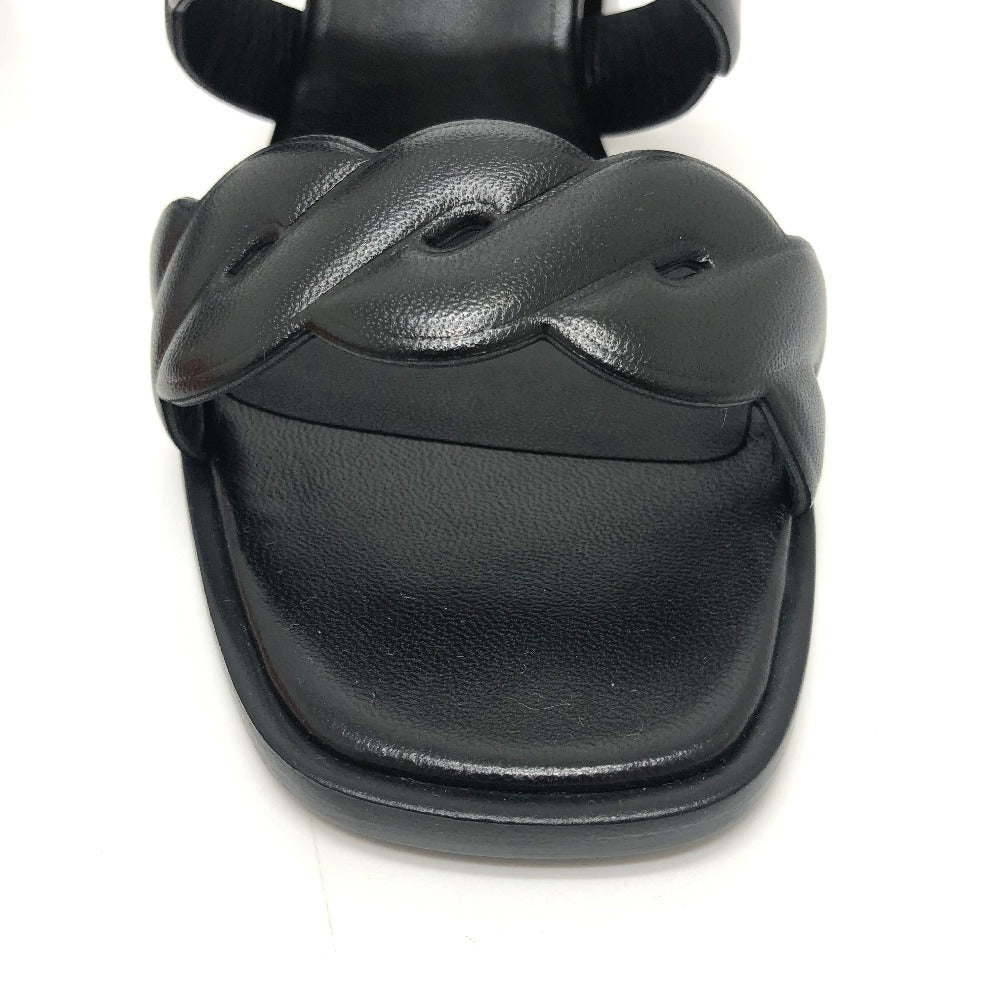 HERMES Sandals leather black Chene Dunkle Gabby Women 36.5 Used Authentic