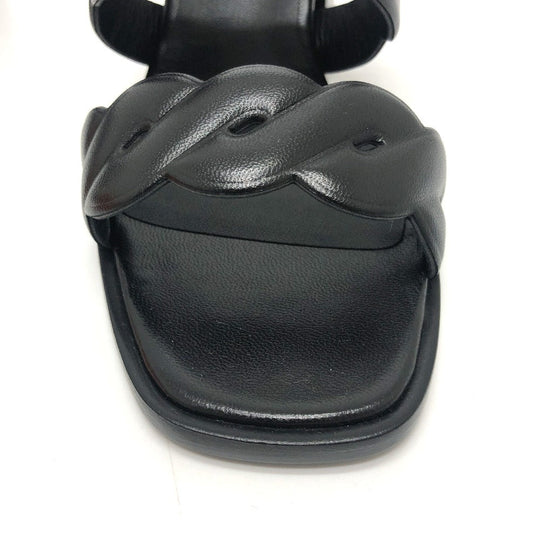 HERMES Sandals leather black Chene Dunkle Gabby Women 36.5 Used Authentic