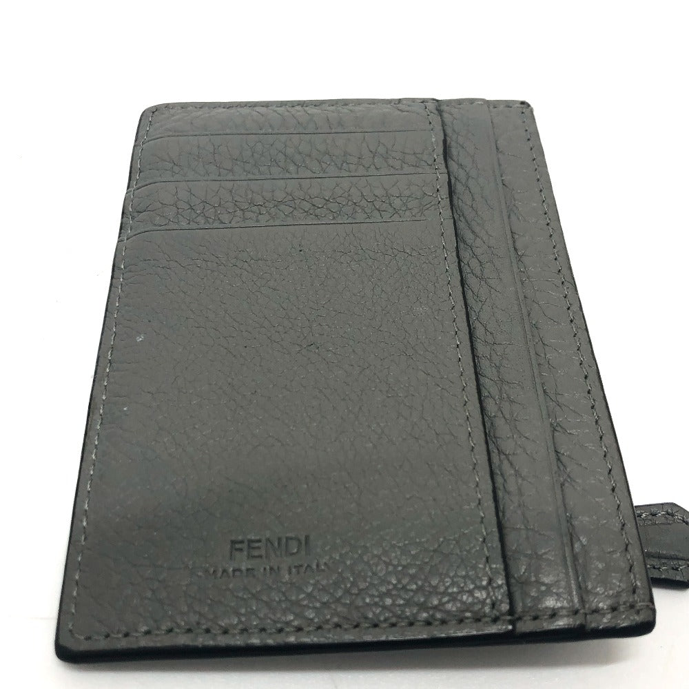 FENDI Card Case 7M0310 leather gray FF Baguette mens Used Authentic