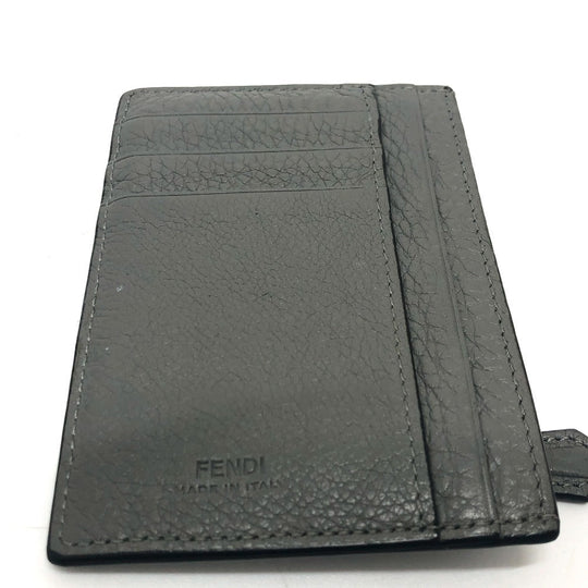 FENDI Card Case 7M0310 leather gray FF Baguette mens Used Authentic
