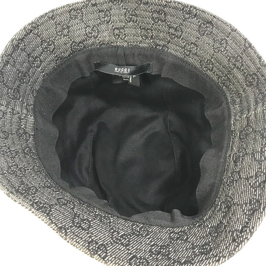 GUCCI hat GG canvas Black x gray GG denim XL
