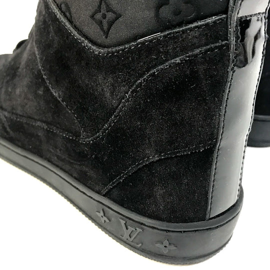 LOUIS VUITTON sneakers suede, suede black Monogram High cut Women 34 Used Authentic