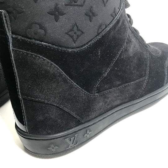 LOUIS VUITTON sneakers suede, suede black Monogram High cut Women 34 Used Authentic