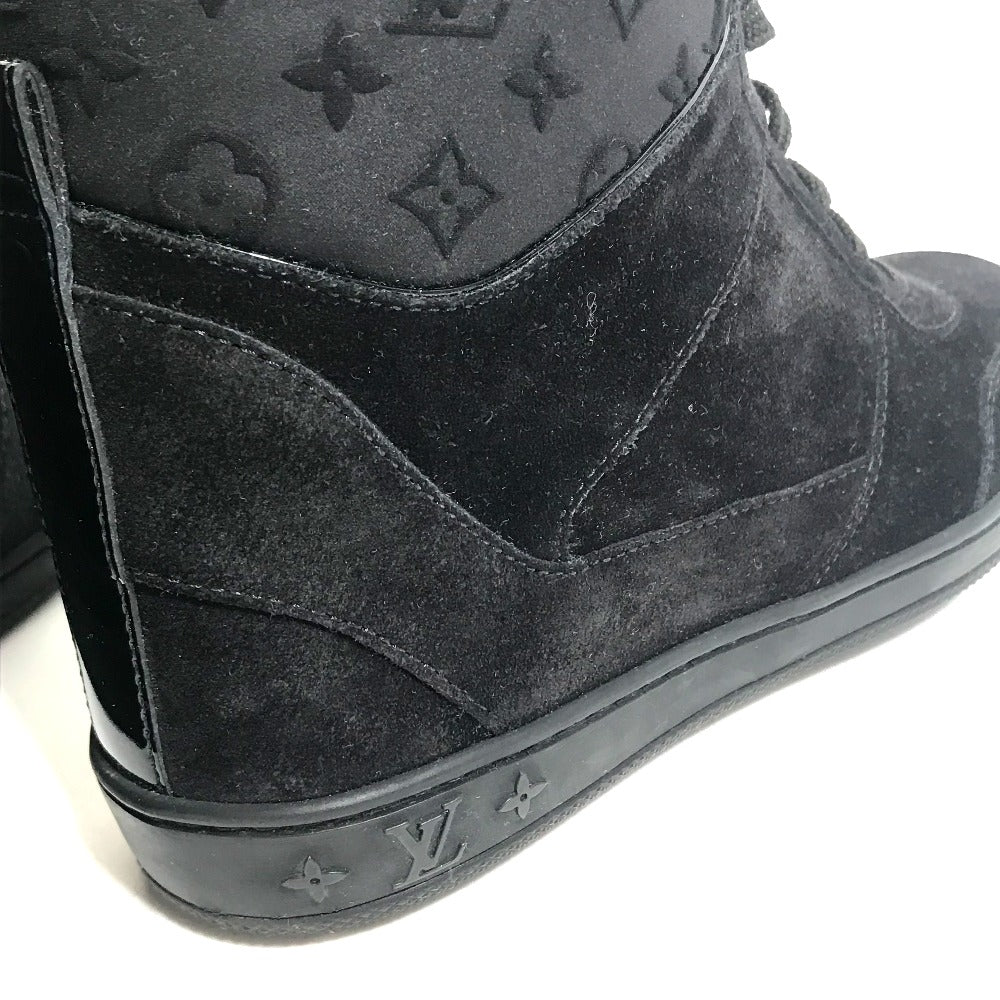 LOUIS VUITTON sneakers suede, suede black Monogram High cut Women 34 Used Authentic