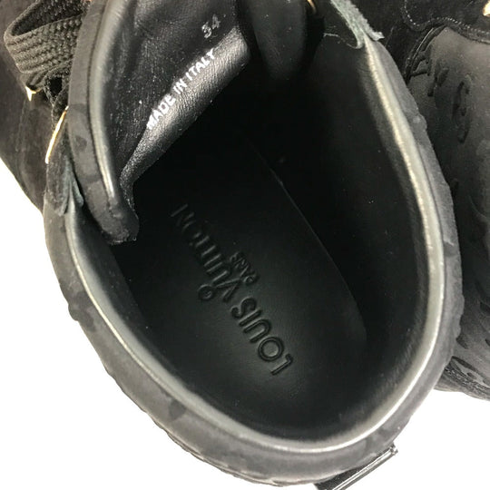 LOUIS VUITTON sneakers suede, suede black Monogram High cut Women 34 Used Authentic