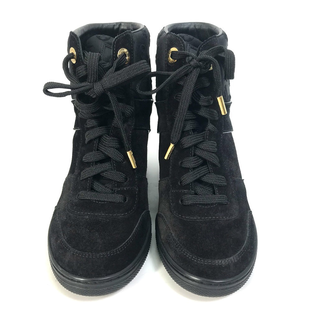 LOUIS VUITTON sneakers suede, suede black Monogram High cut Women 34 Used Authentic