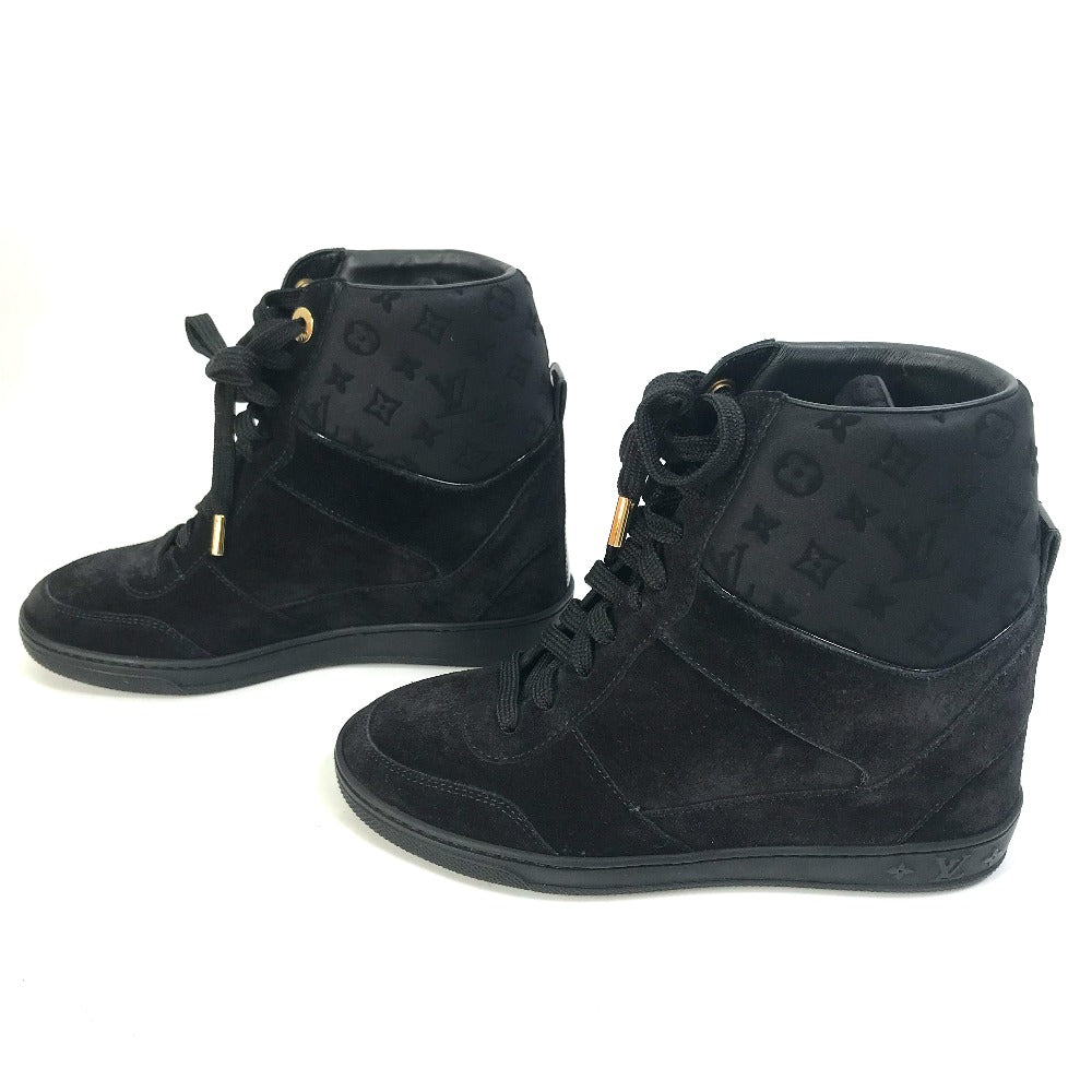 LOUIS VUITTON sneakers suede, suede black Monogram High cut Women 34 Used Authentic