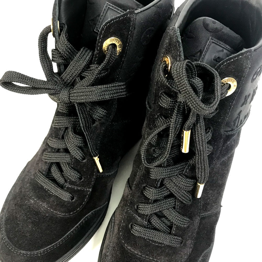 LOUIS VUITTON sneakers suede, suede black Monogram High cut Women 34 Used Authentic