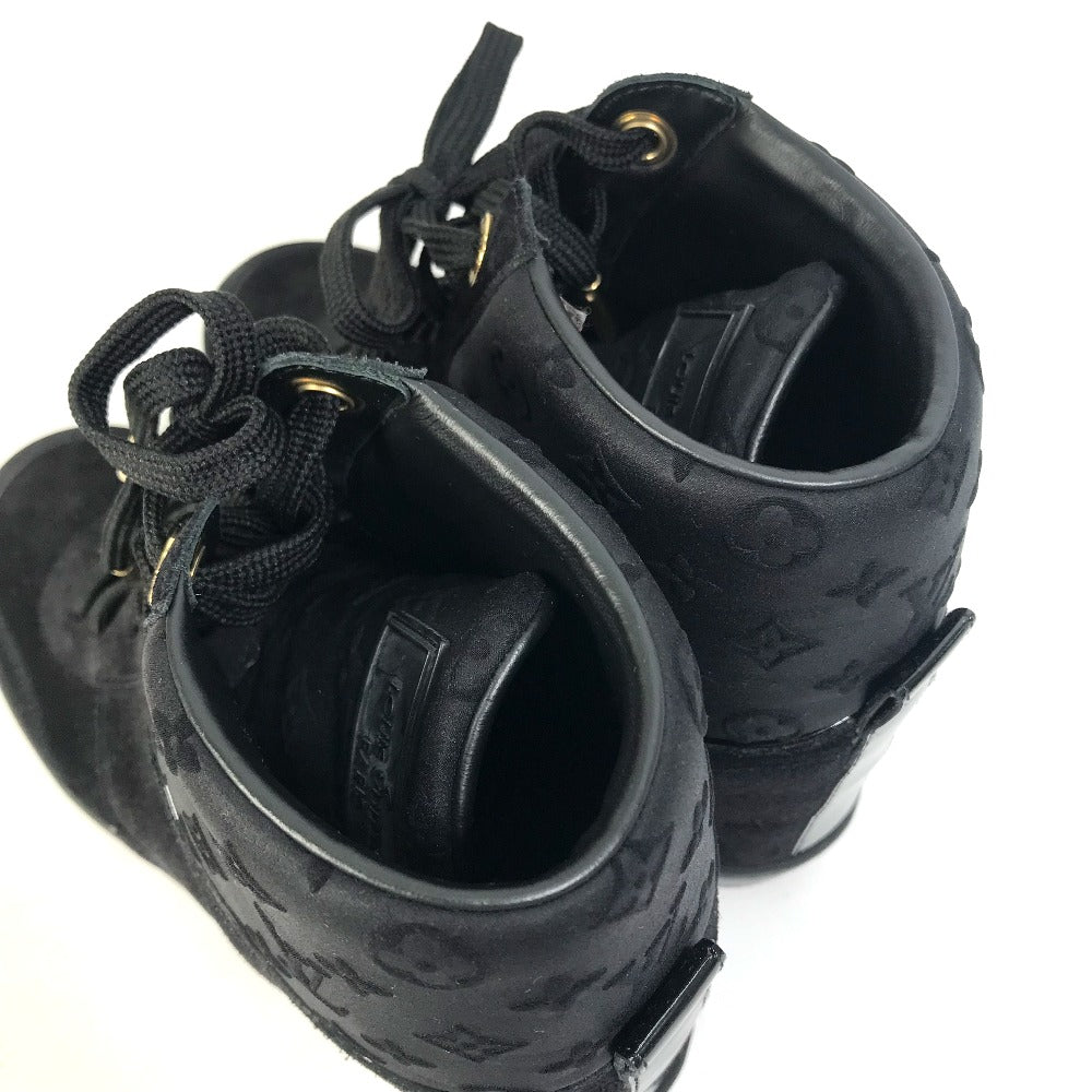 LOUIS VUITTON sneakers suede, suede black Monogram High cut Women 34 Used Authentic