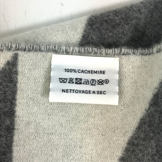 HERMES Scarf cashmere Gray x white Kazak Optic Women Used Authentic