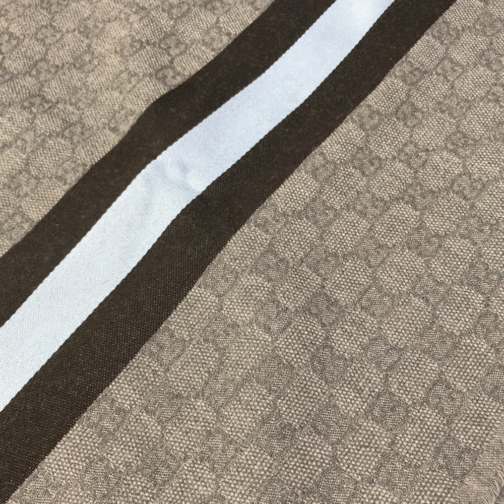 GUCCI Scarf 542984 Wool, Silk Gray x blue x black GG mens Used Authentic