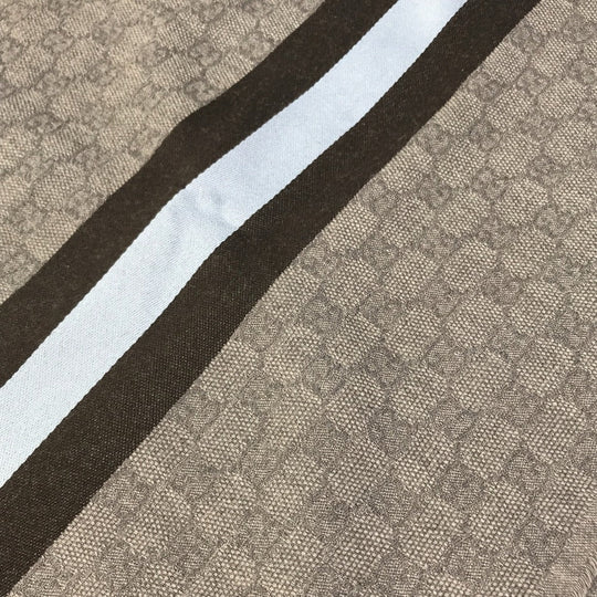 GUCCI Scarf 542984 Wool, Silk Gray x blue x black GG mens Used Authentic