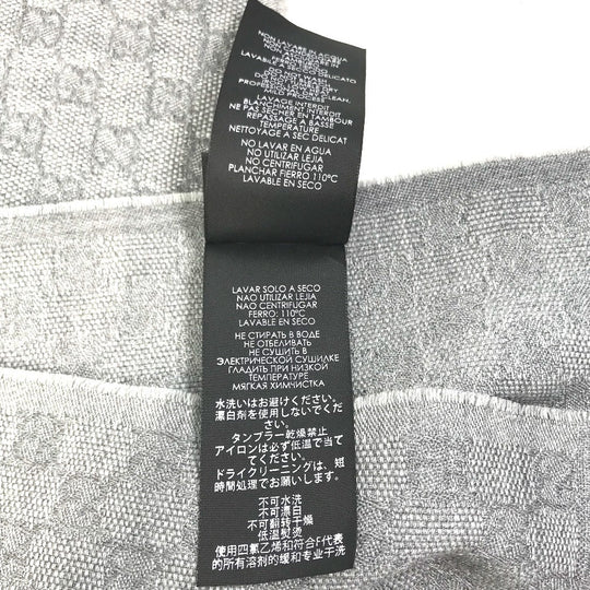 GUCCI Scarf 542984 Wool, Silk Gray x blue x black GG mens Used Authentic