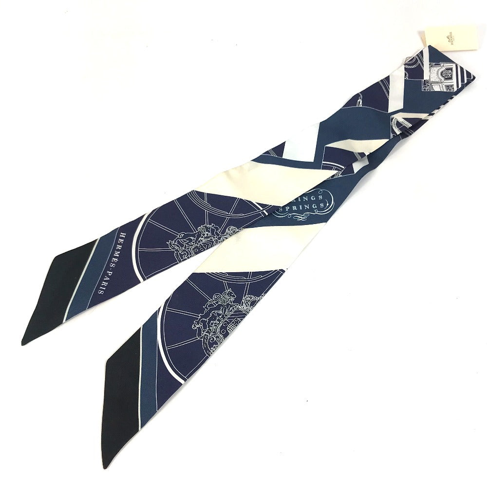 HERMES scarf 063932S0 19 silk Navy Springs Springs SPRINGS SPRINGS BAGUE Women Used Authentic