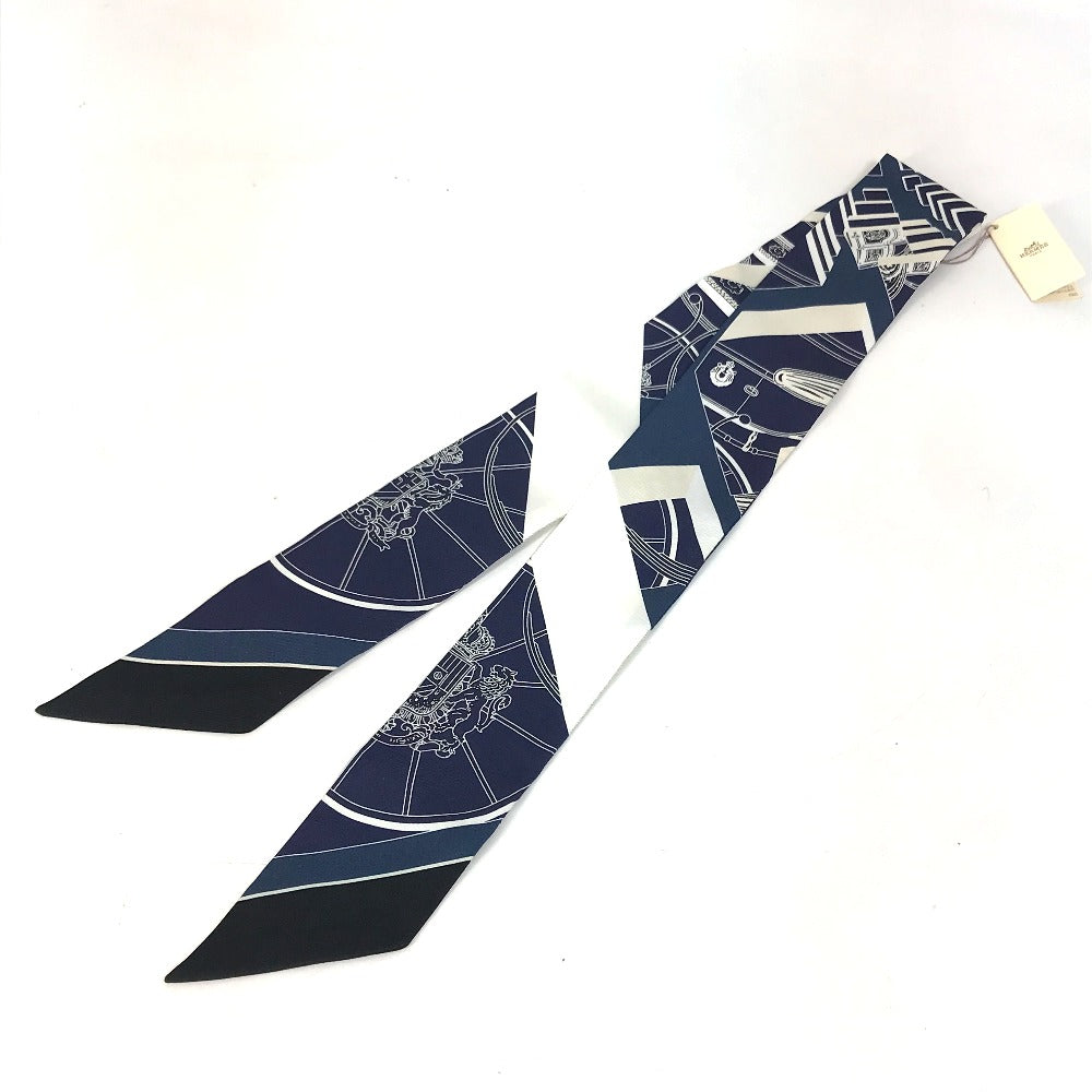HERMES scarf 063932S0 19 silk Navy Springs Springs SPRINGS SPRINGS BAGUE Women Used Authentic