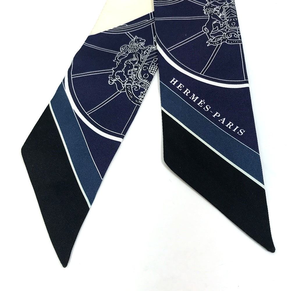 HERMES scarf 063932S0 19 silk Navy Springs Springs SPRINGS SPRINGS BAGUE Women Used Authentic