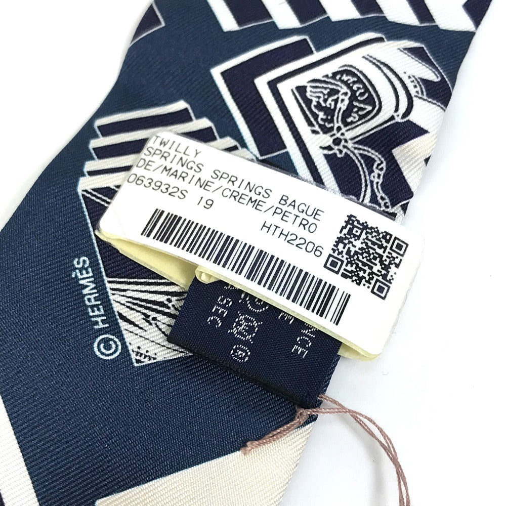 HERMES scarf 063932S0 19 silk Navy Springs Springs SPRINGS SPRINGS BAGUE Women Used Authentic