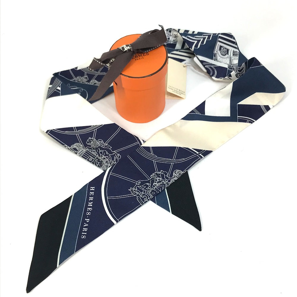 HERMES scarf 063932S0 19 silk Navy Springs Springs SPRINGS SPRINGS BAGUE Women Used Authentic