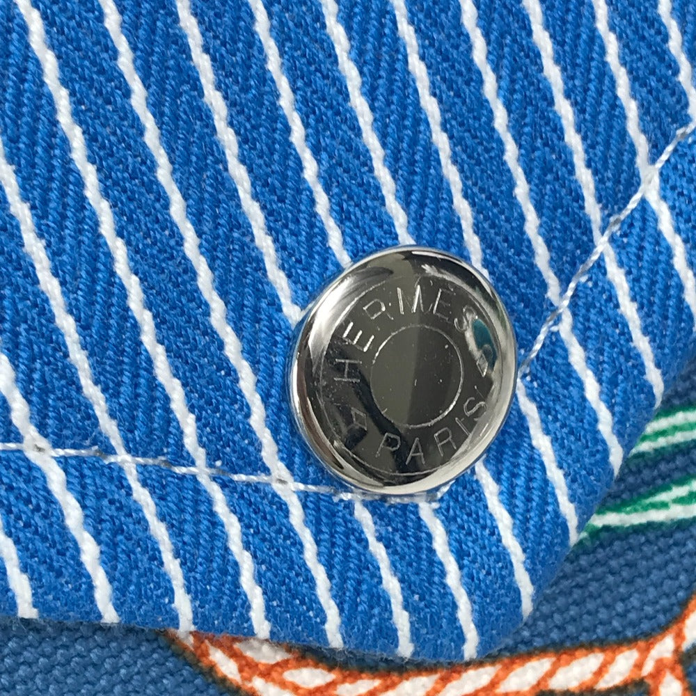 HERMES Pouch cotton blue flat Western Company GM Women Used Authentic