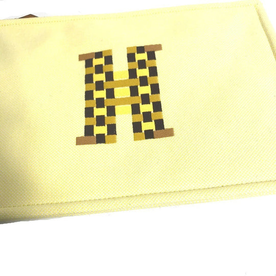 HERMES Pouch Tower ash yellow Makeup pouch Cosmetics Pouch H tissage