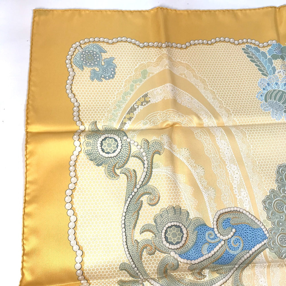 HERMES scarf silk yellow Doigts de Fee Fairy finger Women Secondhand Authentic
