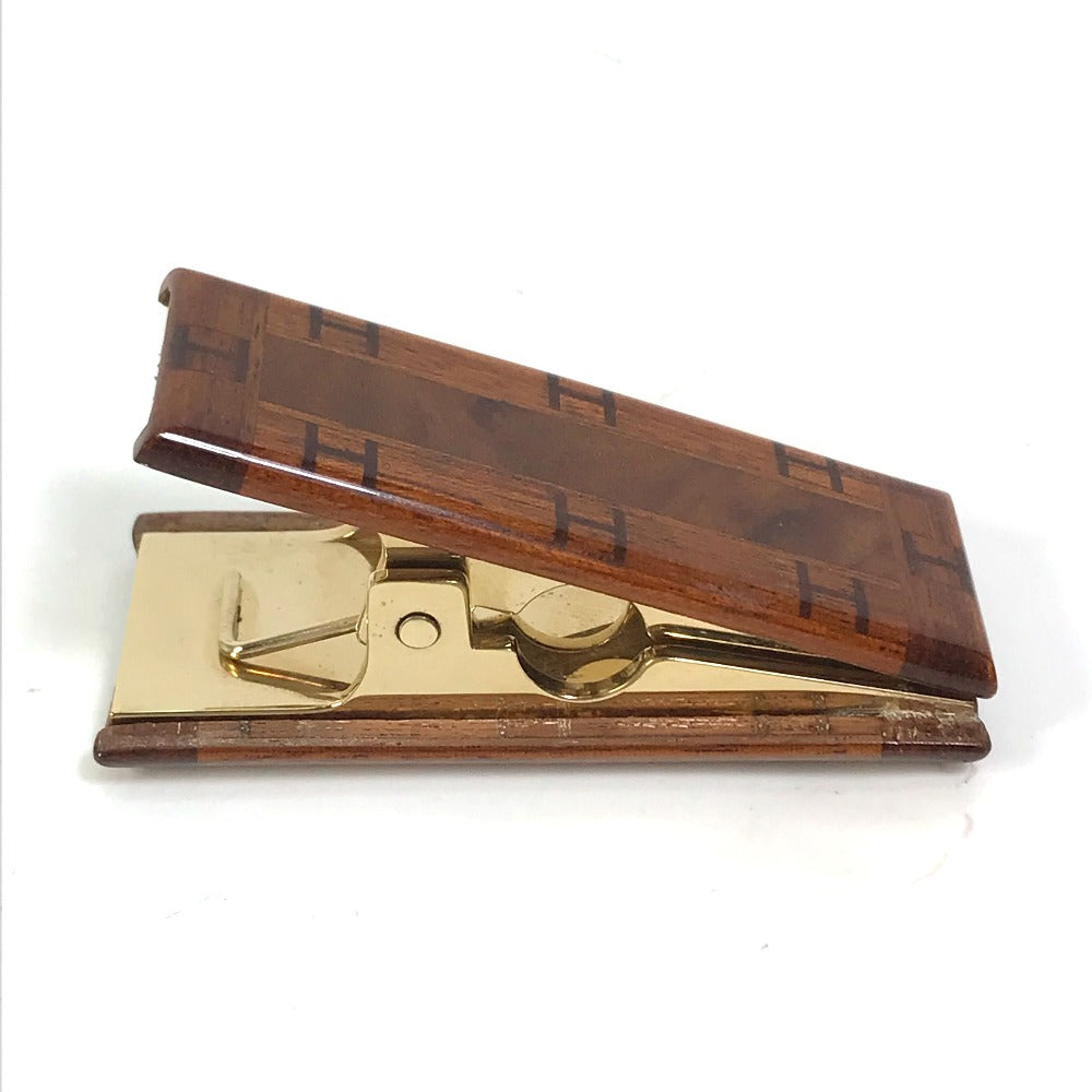 HERMES Other stationery Wood, Metal Brown interior stationery paper clip H logo Women(Unisex) Used Authentic