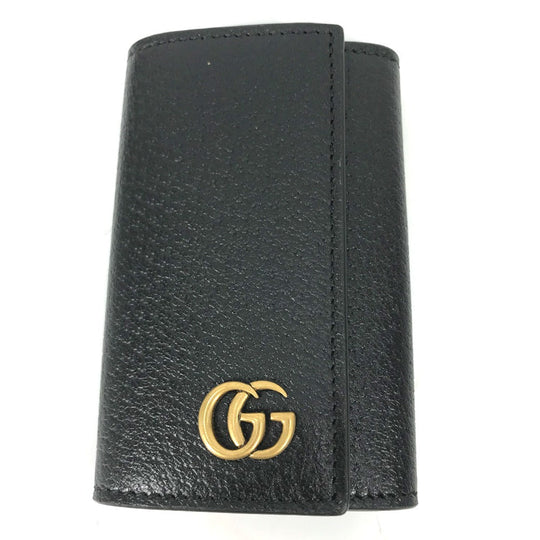 GUCCI Key case Key holder  435305 leather black GG Marmont six hooks Women Used Authentic