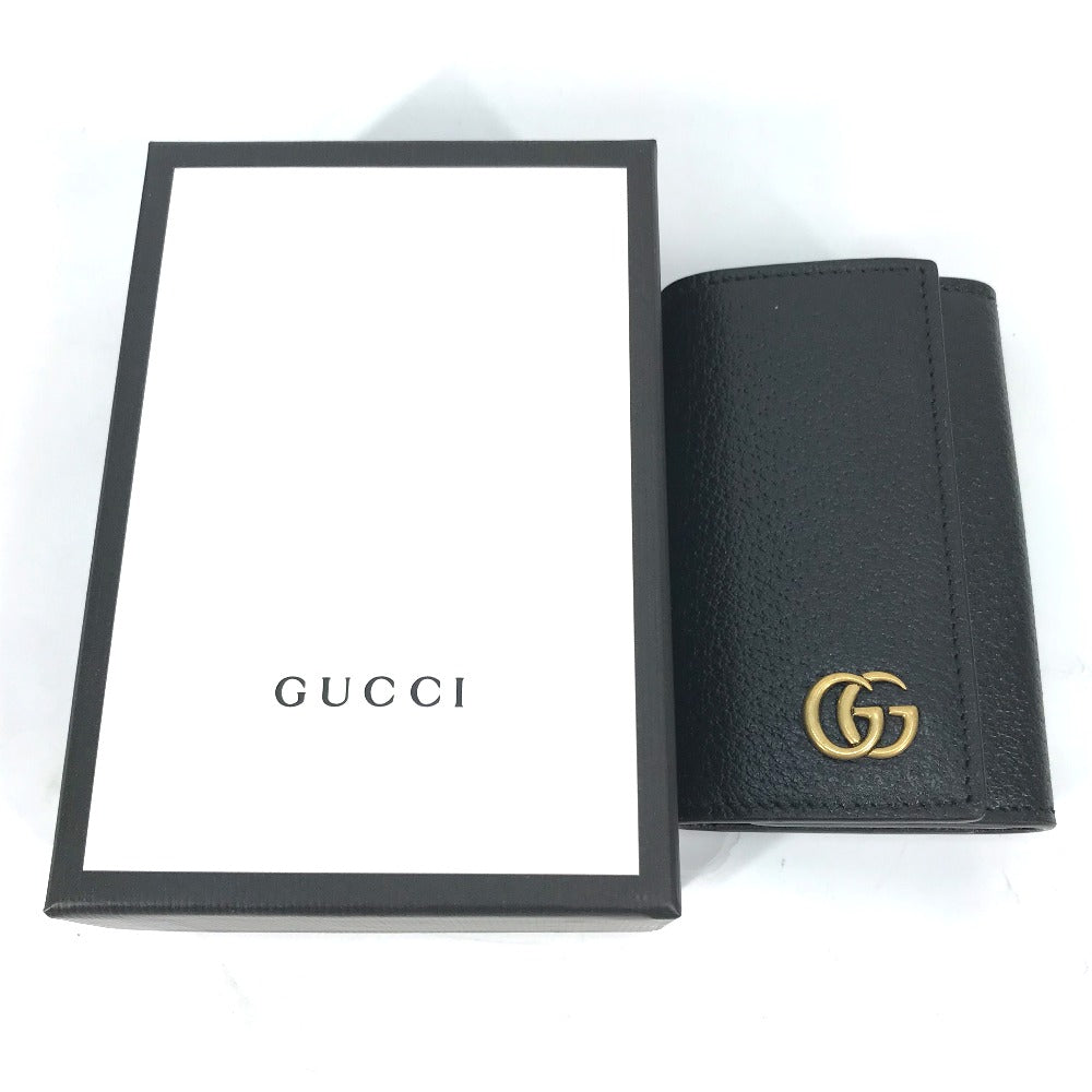 GUCCI Key case Key holder  435305 leather black GG Marmont six hooks Women Used Authentic